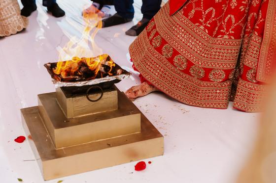 Flame rising from the havan kund
