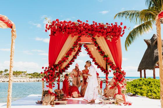Wide view of the mandap and the sea beyond