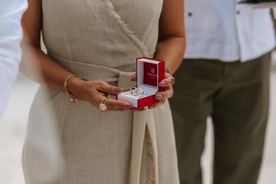 The rings presented during the ceremony
