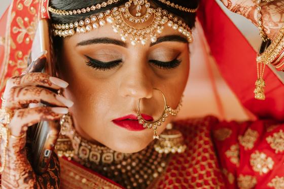 Bride fully dressed, waiting to be called